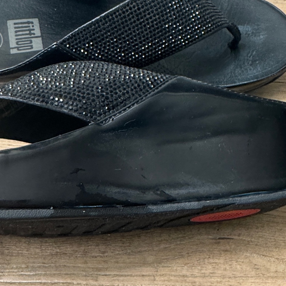 FitFlop Black Beaded Women's Sandals - Picture 12 of 16